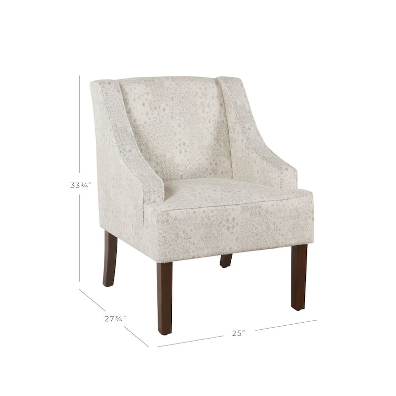 Porch & Den Lyric Swoop Arm Cream/ Gray Vintage Stencil Accent Chair