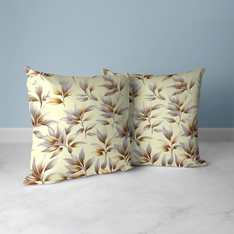 Enchanted Leaflet Faux Suede Reversible Throw Pillow Silver and Gold