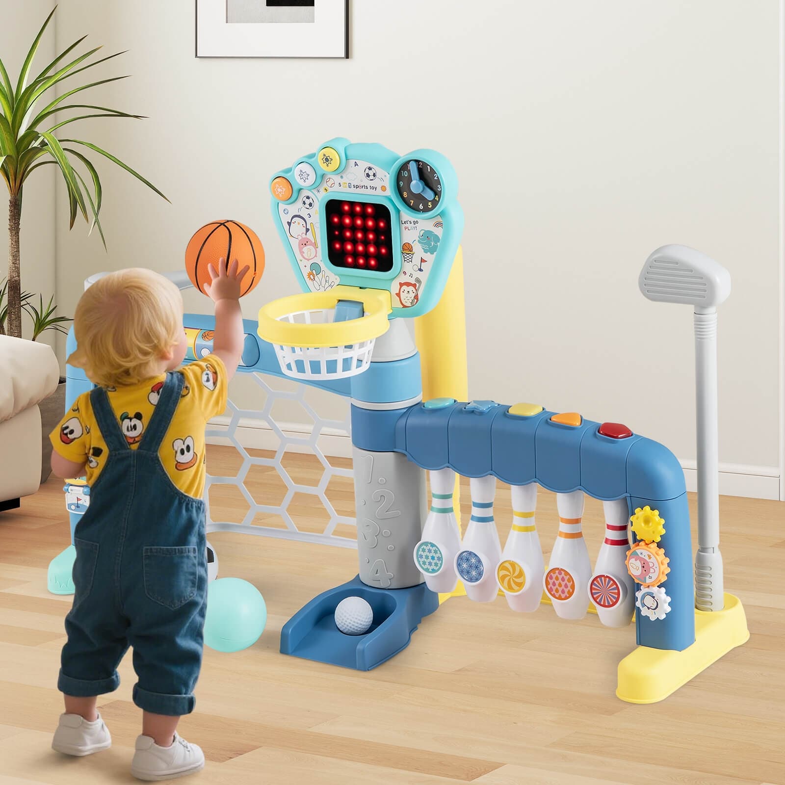 Costway Toddler Sports Toys 5-in-1 Basketball Soccer Bowling Baseball -  Multi-color - See Details - buybuy BABY - 43312234, image size:1600x1600