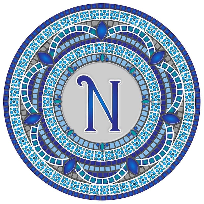 Custom Monogram Decorative Poolmat #1 - Mosaic Pool Art - 29" in Diameter - Letter "N"