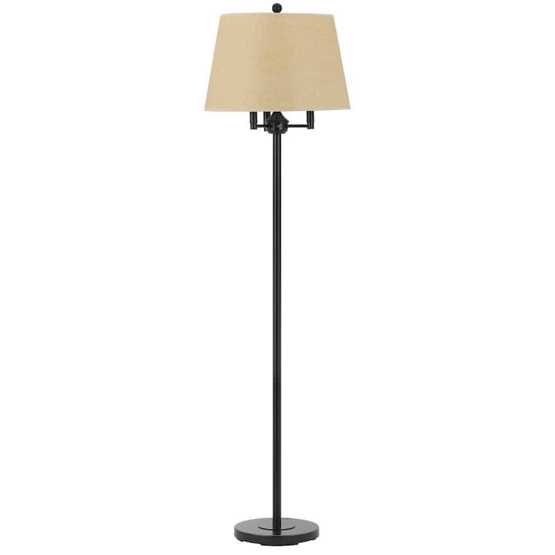 Stylish 62" Bronze Four Light Floor Lamp with Beige Fabric Shade - 62" x 17" x 17"