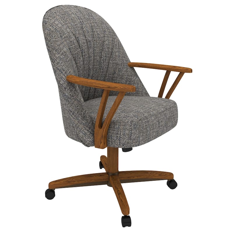 Chromcraft Cliff Caster Dining Chair in Solid Wood Chestnut Finish