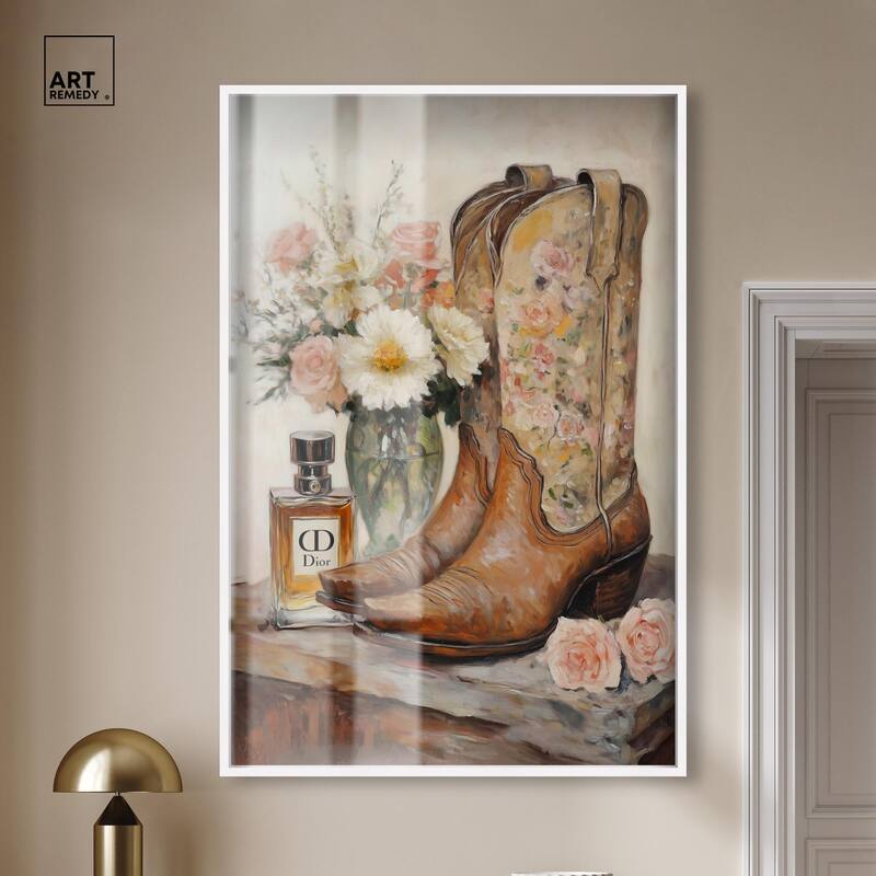 Delicate Floral Boots Shadowbox by Art Remedy