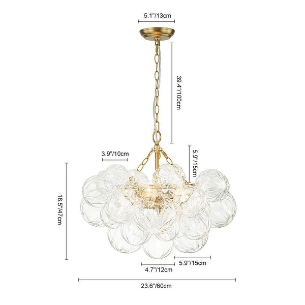 dimension image slide 1 of 2, Brass Luxury Faceted Glass Globe Cluster Bubble Chandelier