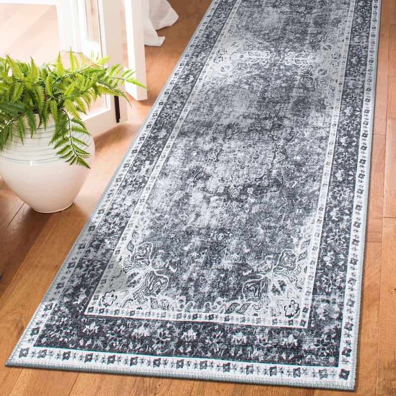 Traditional Distressed Medallion Machine Washable Area Rug - 2' 6" x 10' - Runner