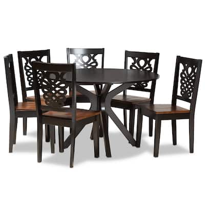 7-Piece Wood Dining Set - Modern Two-Tone Brown Table & Chairs