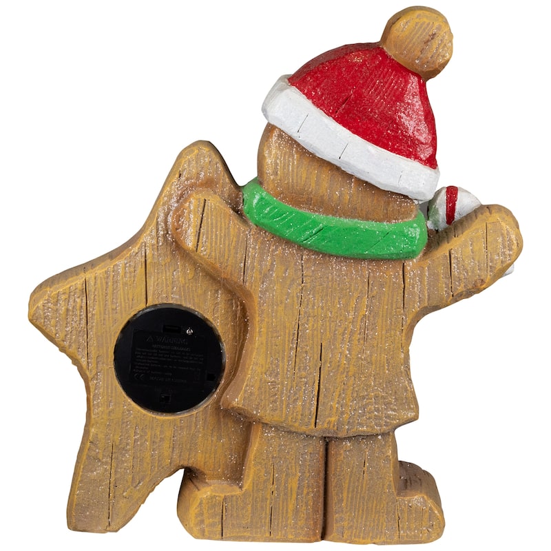 Gingerbread Cookie Boy with Lighted "Joy" Star Christmas Decoration - 13.5"