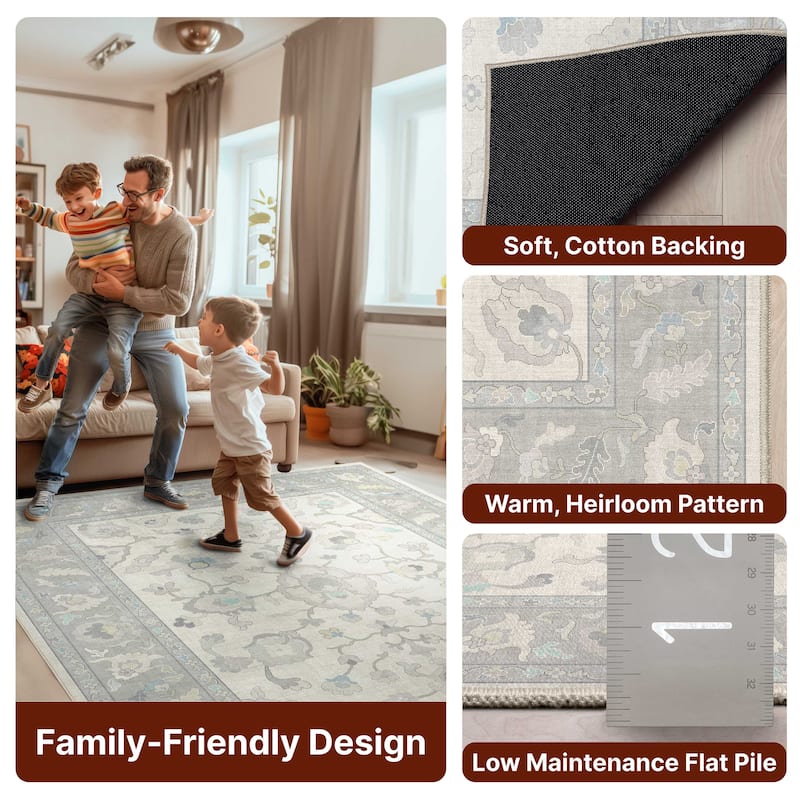 Well Woven Ushak Konya Updated Traditional Pastel Flat-Weave Area Rug