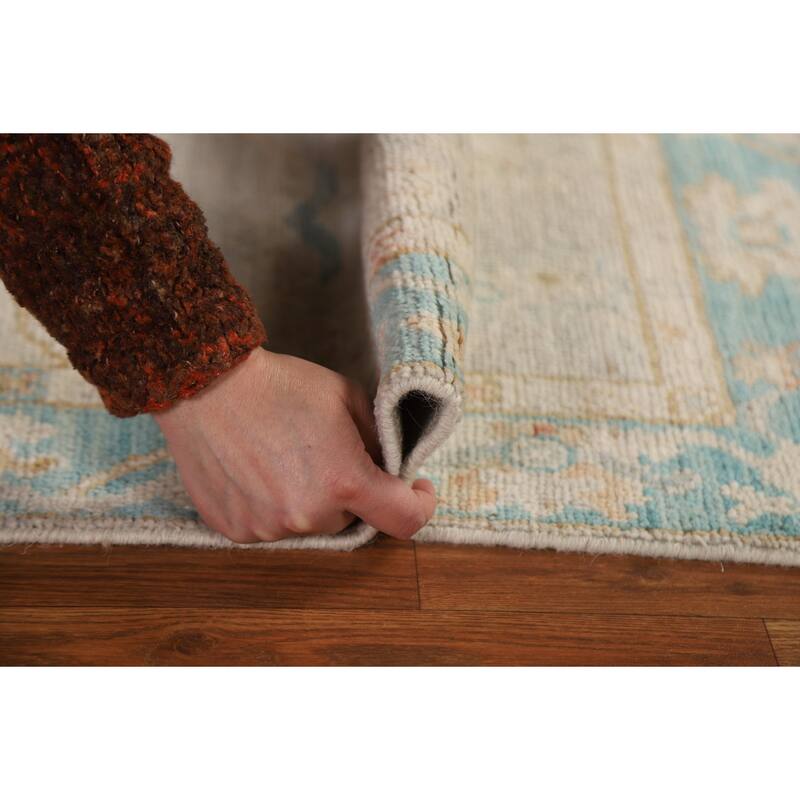 Hand Knotted Oriental 100% Wool Carpet Transitional Floral Greys & Charcoal Oushak Area Rug - 3' 0'' X 2' 0''