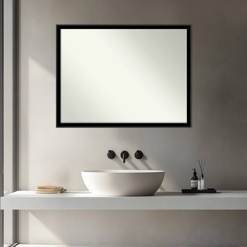 Incline Non-Beveled Wood Framed Bathroom Vanity Wall Mirror