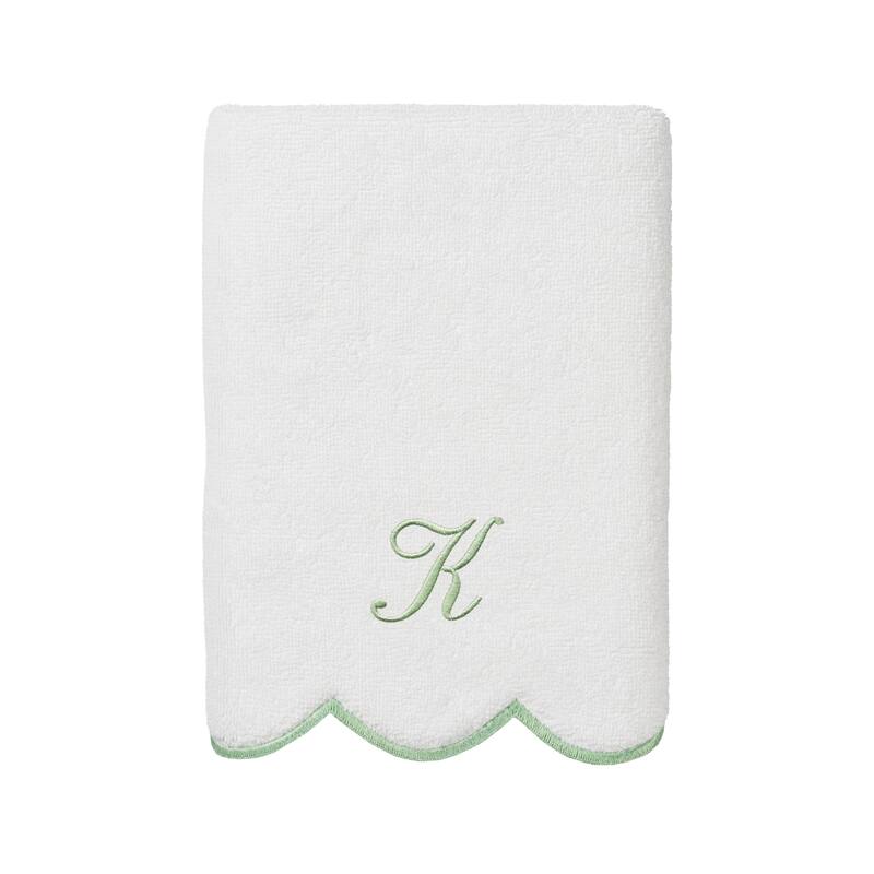 Authentic Hotel and Spa 100% Turkish Cotton Green ADORNIA Scallop Personalized 3 Piece Towel Set - 3 Piece Set