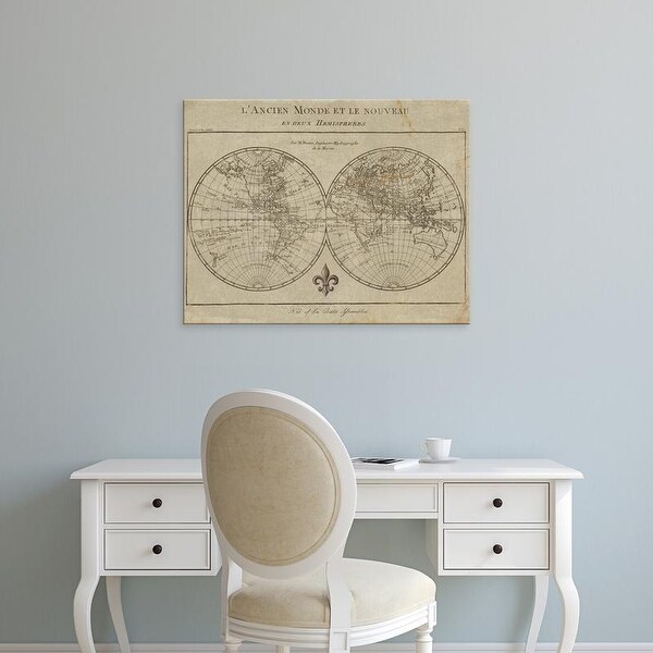 Easy Art Prints Sue Schlabach's 'Map of the world Sepia' Premium Canvas Art
