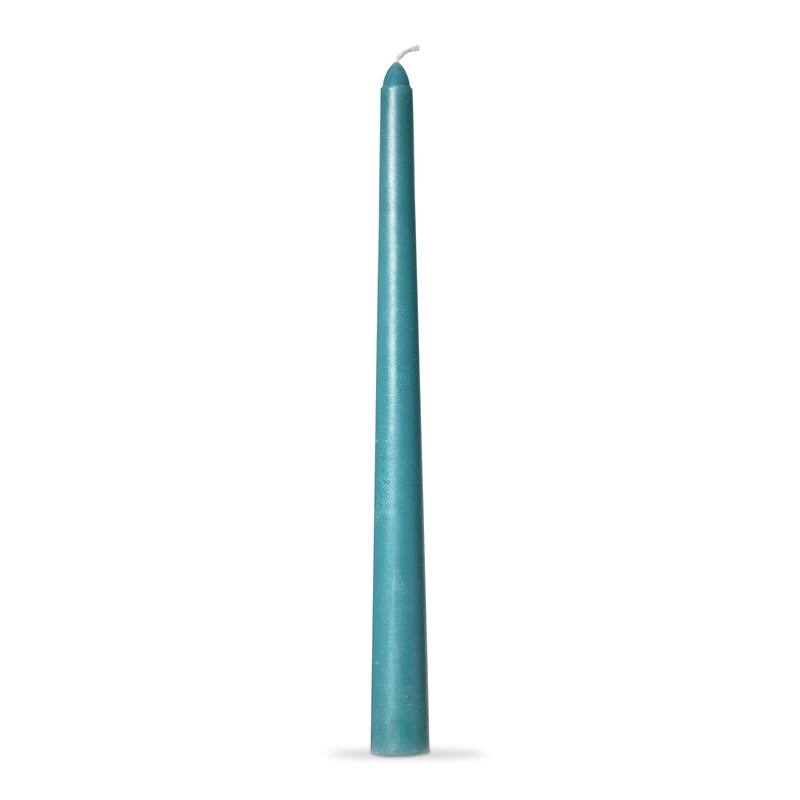 Color Studio 12" Traditional Taper Unscented Smokeless Paraffin Wax Candle Teal, Set of 4, Burn Time 8 hrs. - Blue