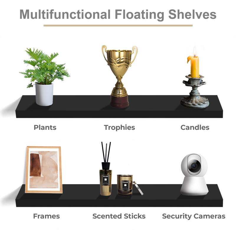 Sorbus Extra Large Floating Shelves Set of 3, Long Faux Wood Wall Mounted Floating Shelves - 9.25"L X 47” W X 1.5” H