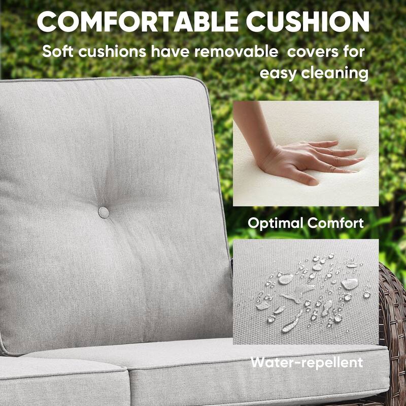 Outdoor Rocker Chair with Loveseat Table Ottomans