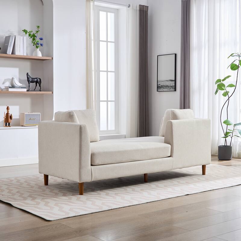 77.95'' Wide Modern Double-Sided Upholstered Chaise Lounge Indoor,Chenille Fabric Sleeper Sofa Couch With 4 Throw Pillows