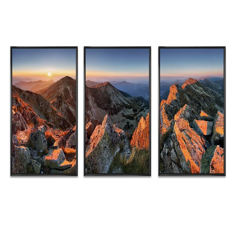 Designart "Majestic Sunset in Fall Mountains" Landscape Framed Art Set