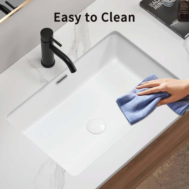 Eridanus Undermount Kitchen Sink - White Ceramic Sink, Deep Single Bowl (Without Bottom Grid and Strainer Drain