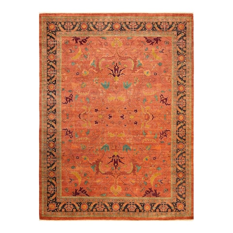 Overton Eclectic, One-of-a-Kind Hand-Knotted Area Rug - Orange, 9' 1" x 12' 1" - 9' 1" x 12' 1"