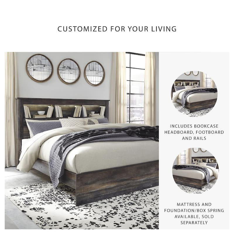 Drystan Rustic Brown Bookcase Bed