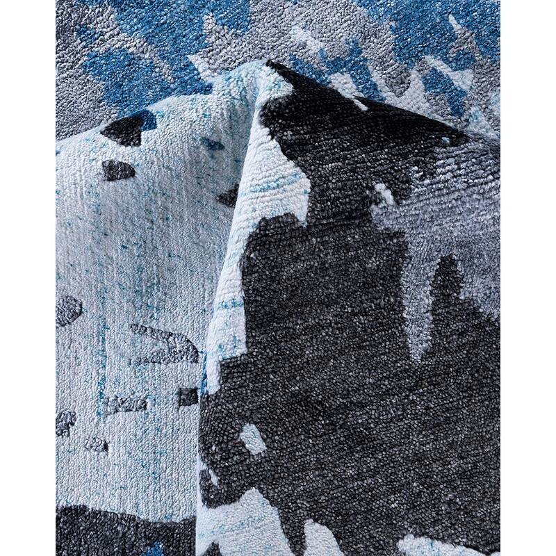 Modern One-of-a-Kind Hand-Knotted Area Rug, Blue - 8' 2" x 10' 2"