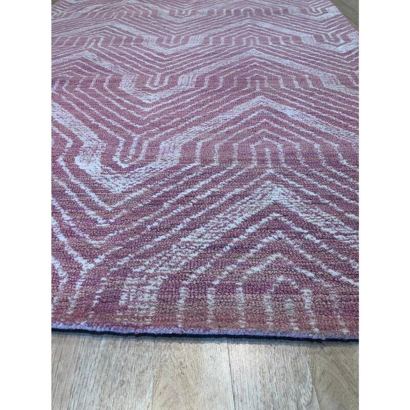 Pink Hand-Tufted Wool Contemporary Spring Rug, 5' x 8', Vibrant Soft Accent Rug - L