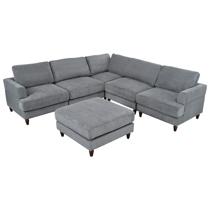 97.2" L-Shaped Modular Sectional Sofa with Ottoman (6-Seater)