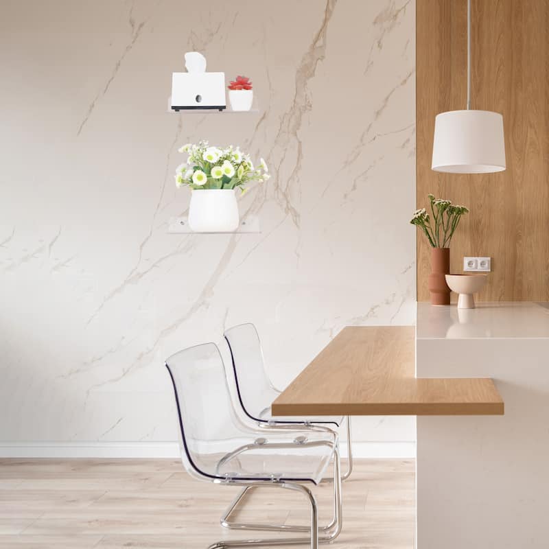 Acrylic Floating Shelves for Wall Storage, Clear Acrylic Shelves for Living Room and Kitchen Room Wall Display Shelf Clear