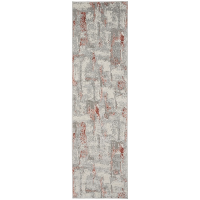 Faqoj Power Loomed Abstract Modern Non Skid Stain Resistant Low Pile Area Rug By HomeRoots - 90' X '27' X '0.25