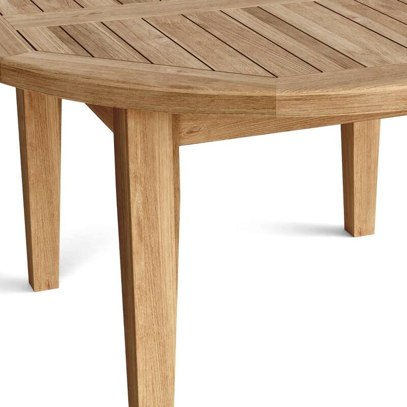HomeRoots 35" Natural Rounded Solid Wood Outdoor Coffee Table