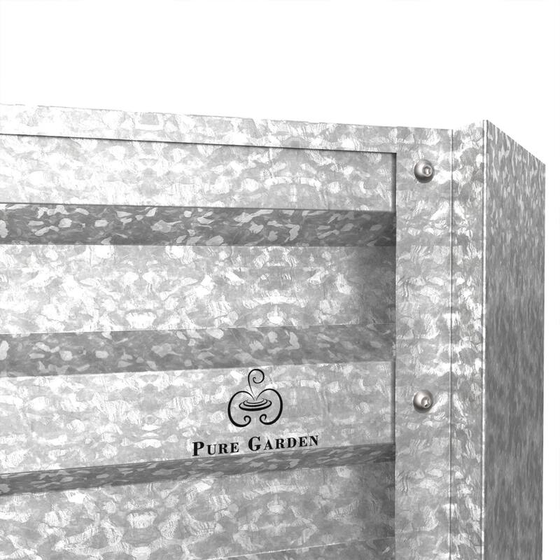 Raised Garden Bed Plant Holder Kit With Adjustable Galvanized Iron by Pure Garden (23.5" L x 23.5" W x 12" H) - 23.5 x 23.5 x 12