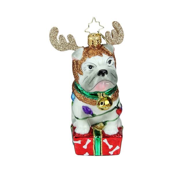 Shop Christopher Radko Deer Little Bull Dog Glittered Glass