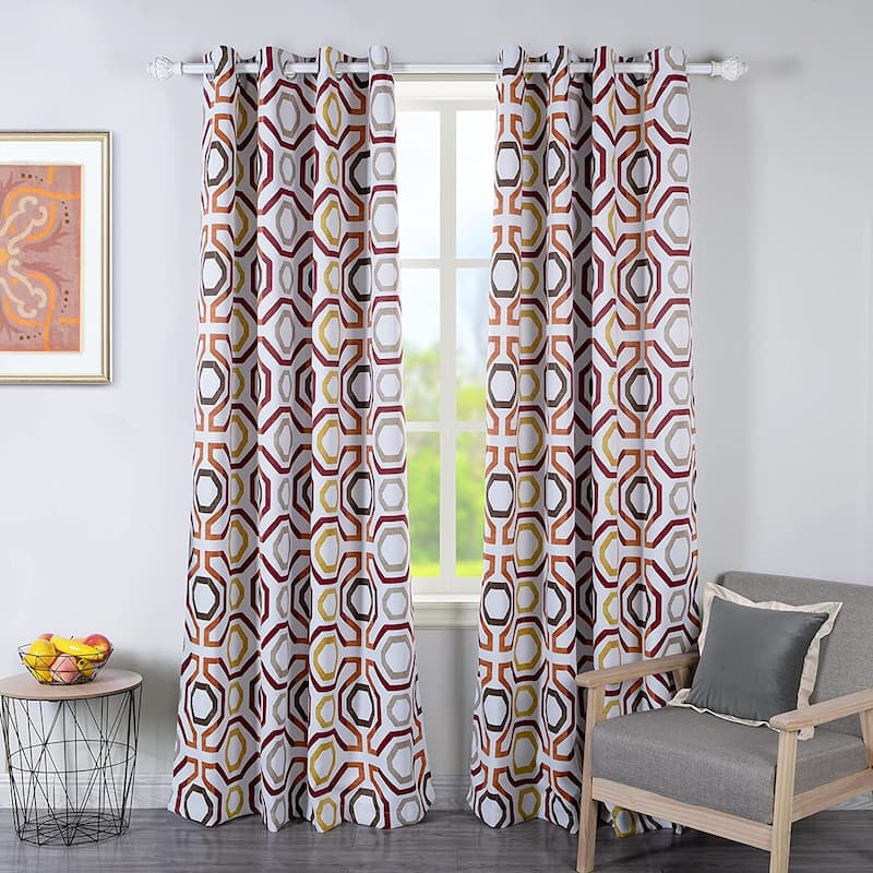 DriftAway Camden Geometric Lattice Printed Grommet Blackout Curtains - 52" Width X 84" Length - Terra Gold