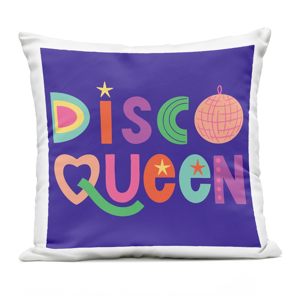 Stupell Disco Queen with Retro Letters Printed Outdoor Throw Pillow Design by Sazerelli Designs