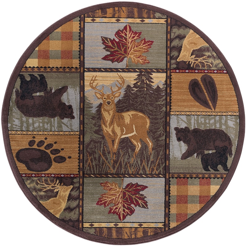 Natural Lodge Novelty Graphic Indoor Area Rug
