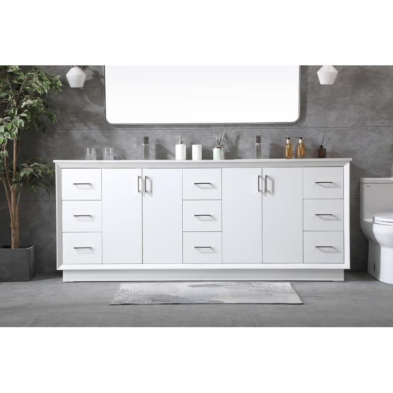 Elegant Lighting VF19684D Hayes 84" Free Standing Double Basin Vanity