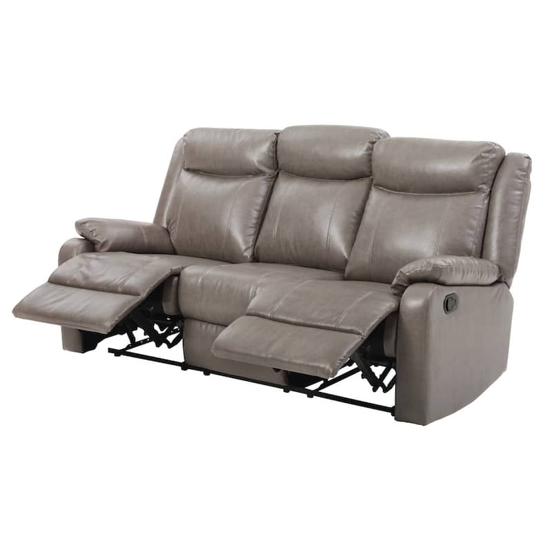 Faux leather 3-Seater Reclining Sofa with Pillow Top Arms - 76" - Gray