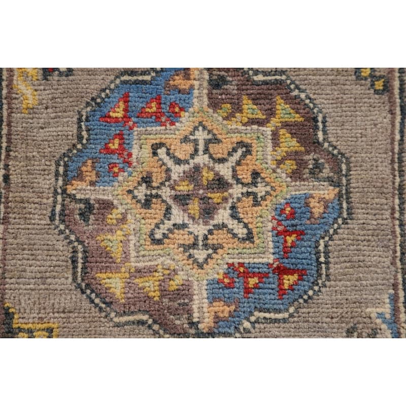Geometric Kazak Oriental Runner Rug Hallway Handmade Wool Carpet - 2'0" x 5'11"