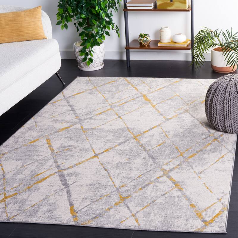 SAFAVIEH Odyssey Adolfine Modern Trellis Rug - 6'7" Square - Grey/Gold