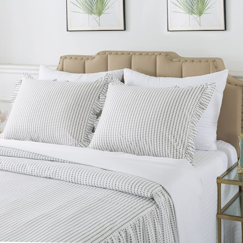 Dot Bedspread with 30" Ruffled Skirt Shabby Chic Farmhouse Style