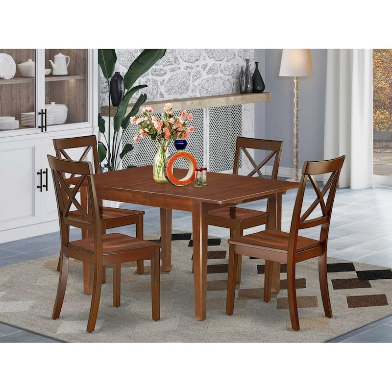 Coastal Dining Set 5Pc Rectangle Table w/ Leaf & 4 Chairs - 42/54 Inch