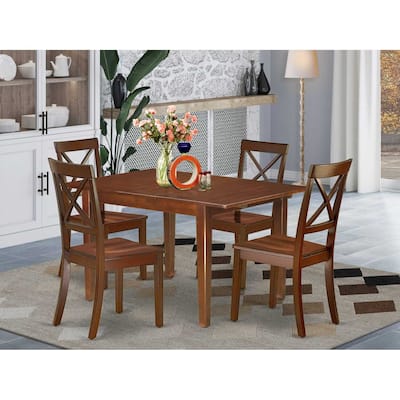 Coastal Dining Set 5Pc Rectangle Table w/ Leaf & 4 Chairs - 42/54 Inch