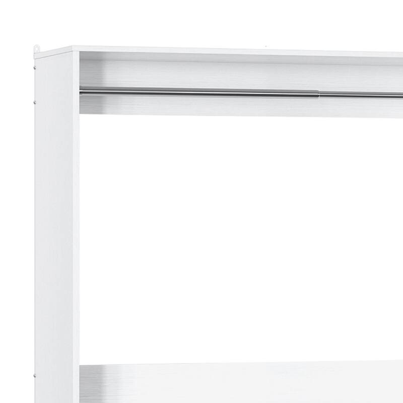 Rackcog Freestanding Closet Organizer with Hanging Rod, Closet System Wardrobe with Wood Drawers