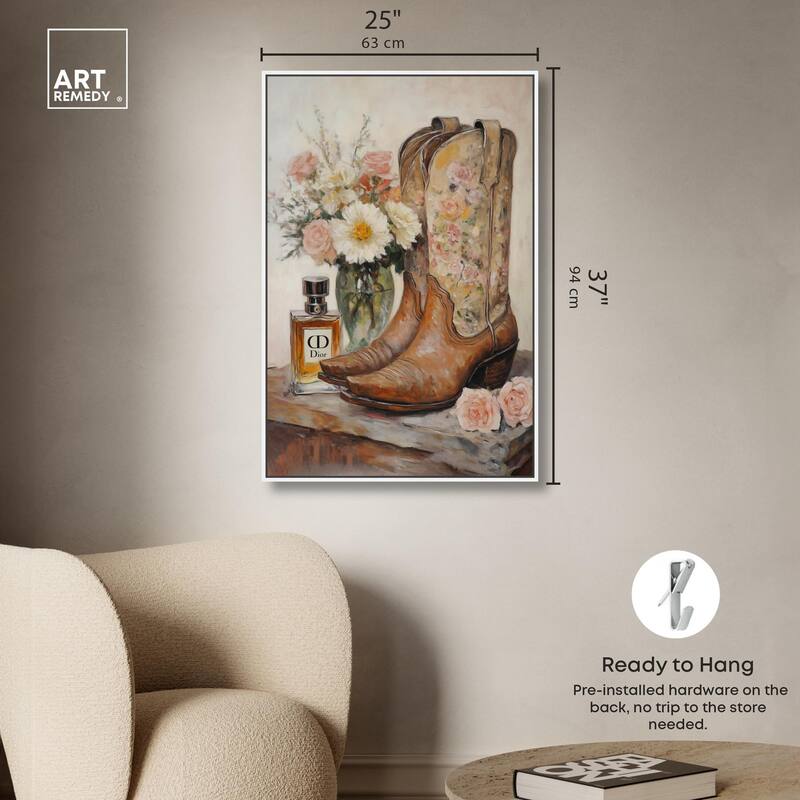 Delicate Floral Boots Canvas by Art Remedy