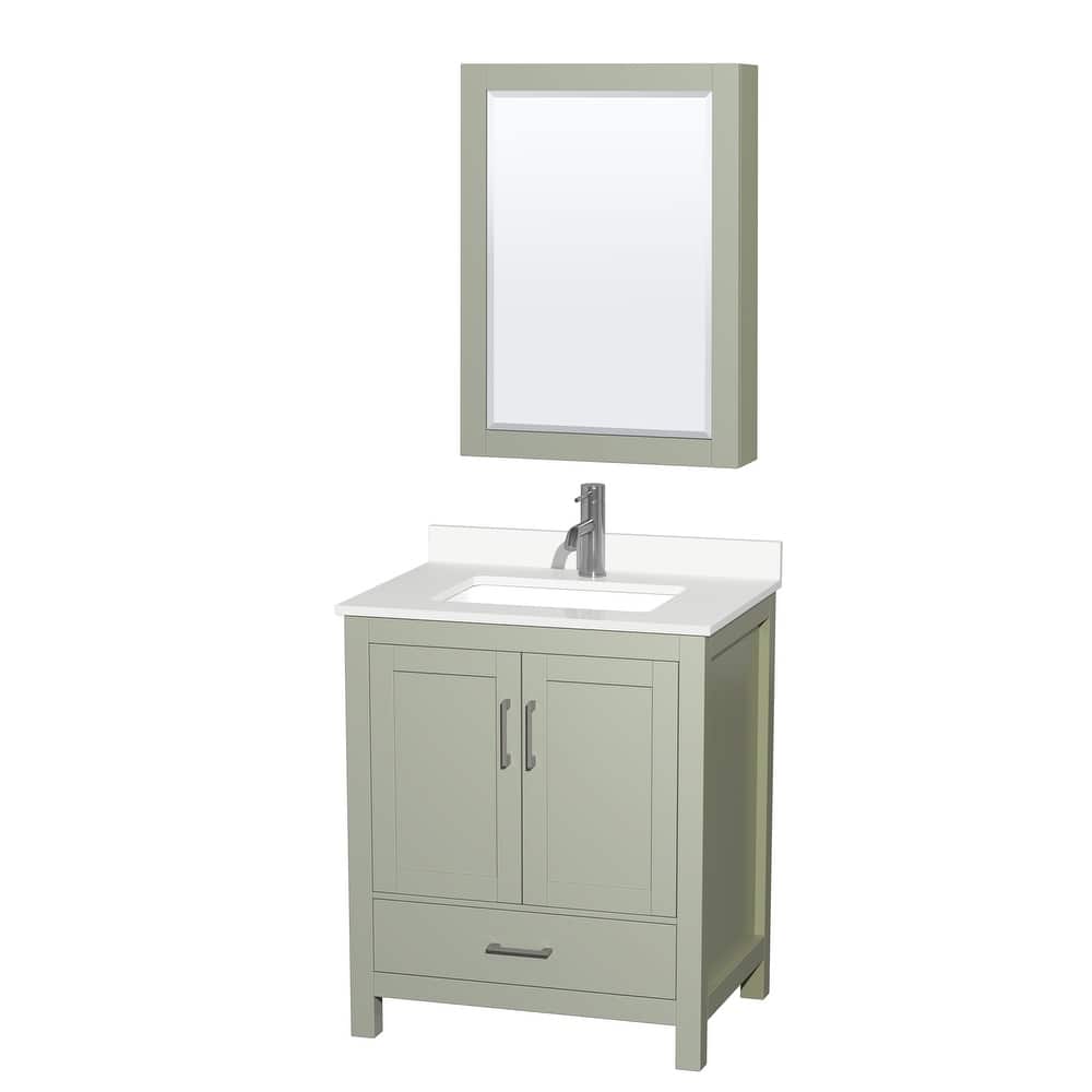 Sheffield 30-inch Single Vanity, Single Hole Quartz Top, Med Cabinet
