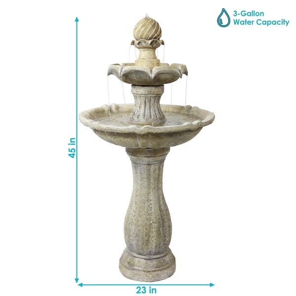 dimension image slide 1 of 2, 2-Tier Arcade Solar with Battery Fountain with LED - Color Options