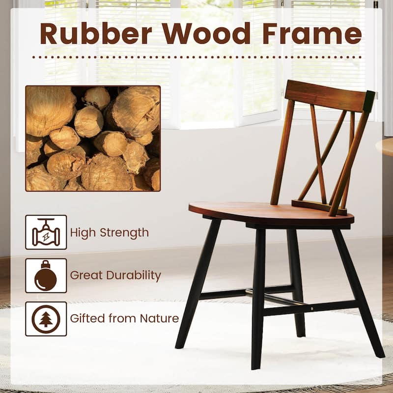 Costway Dining Chairs Set of 2/4 Farmhouse Kitchen Chair with Rubber