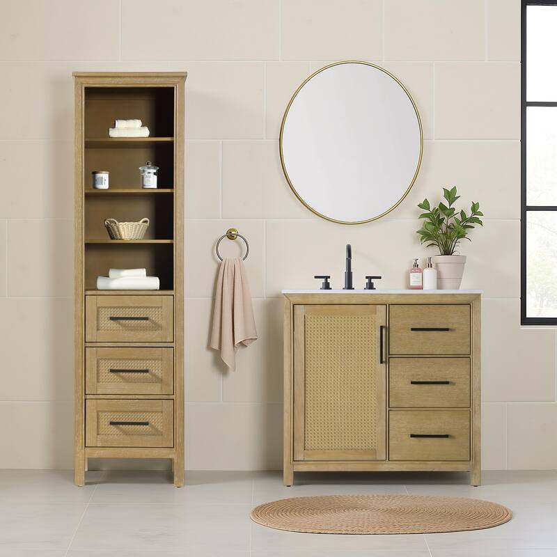 Winslow 16-28 Inch Open Shelving Bath Storage Cabinet