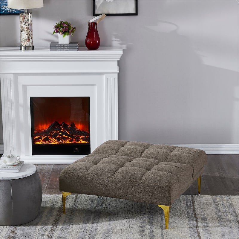 Convertible sofa bed futon with gold metal legs teddy fabric