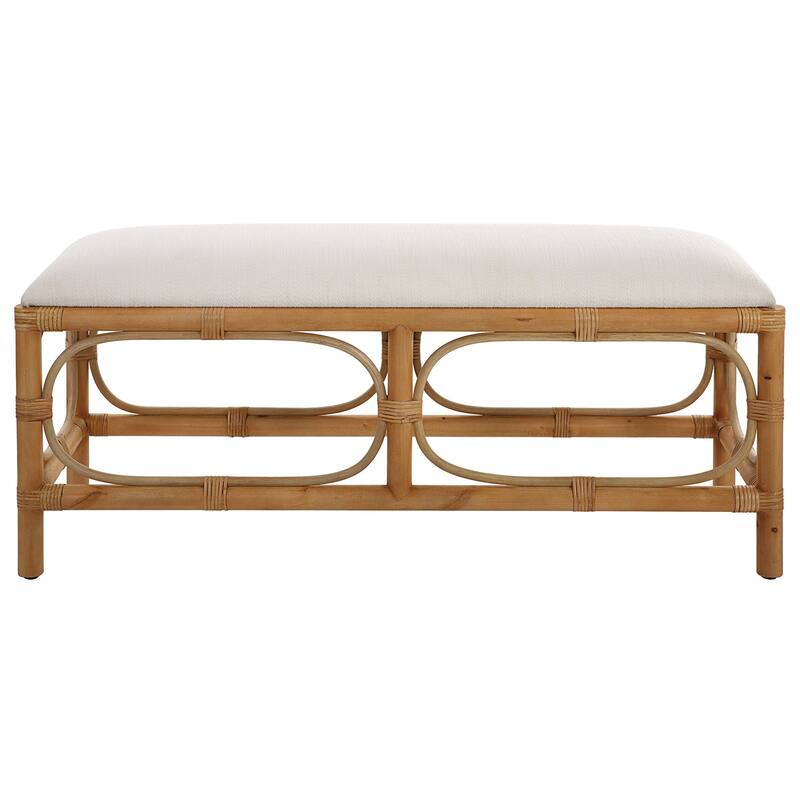 Uttermost 23755 Laguna 48" Wide Wood Framed Fabric Bench - White